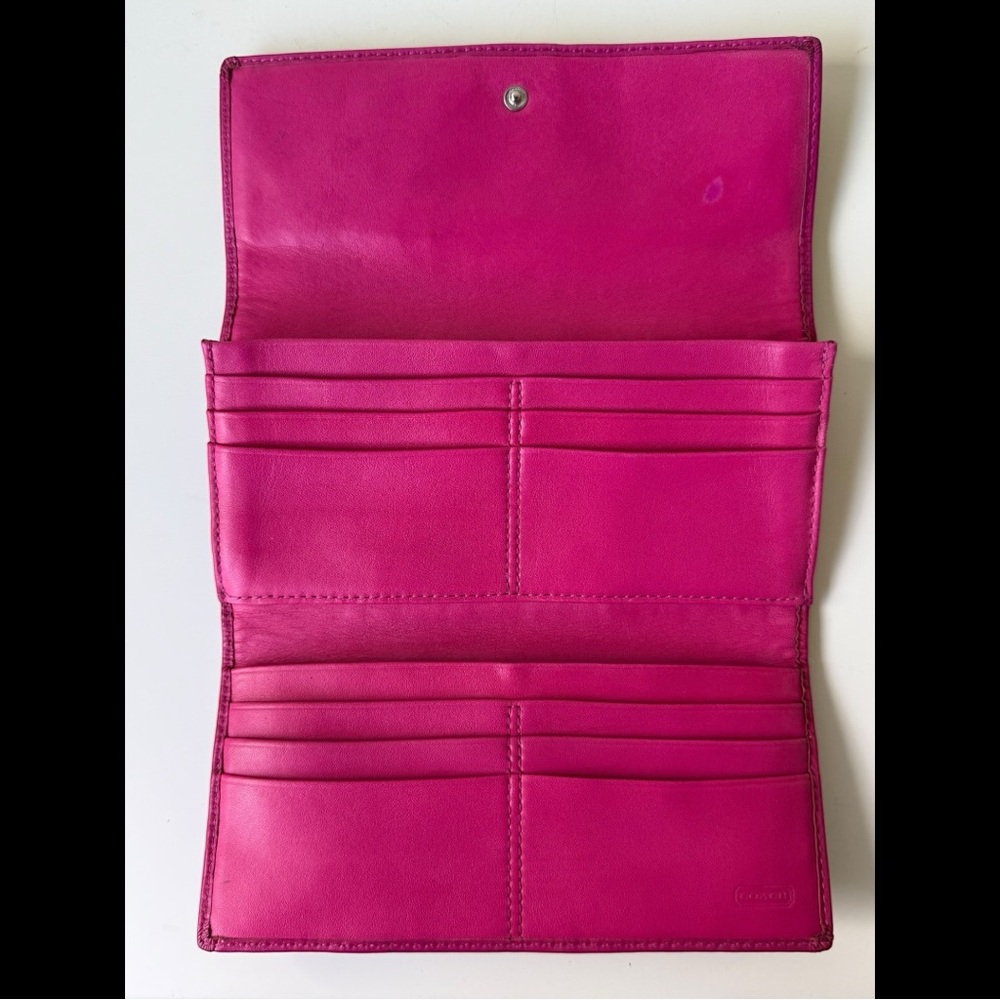 Vintage Coach Y2K Signature Logo Wallet in Hot Pink - Picture 3 of 8